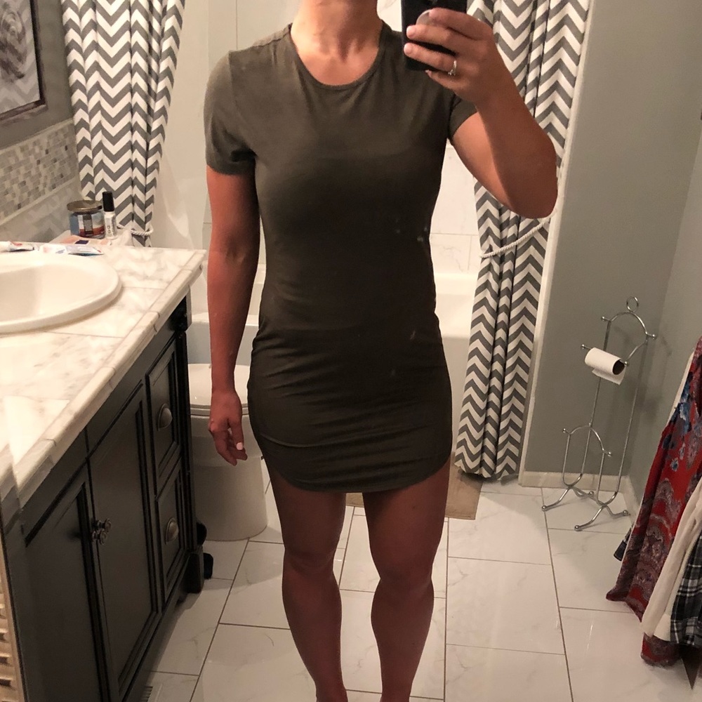 Green suede dress